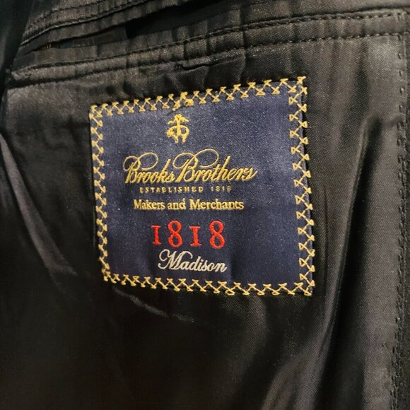 MILANO SAXXON 1818 Brooks Brothers Men's Dark Navy Blue Striped Suit 44R $1,395 - Picture 4 of 16